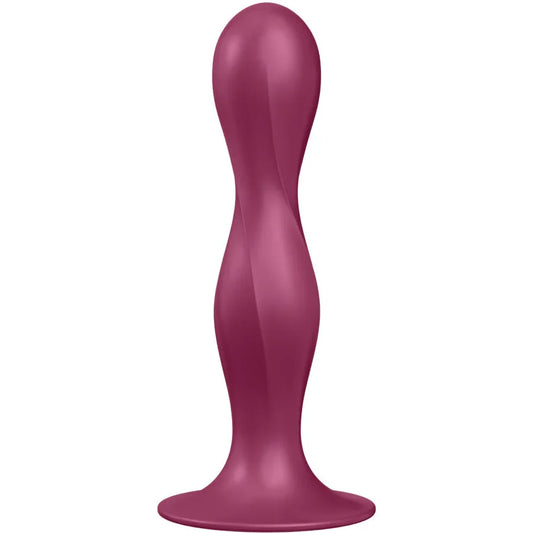 SATISFYER - DOUBLE BALL-R SILICONE DILDO GARNET - Infernum Store