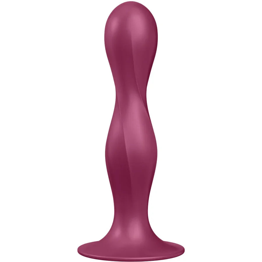 SATISFYER - DOUBLE BALL-R SILICONE DILDO GARNET - Infernum Store