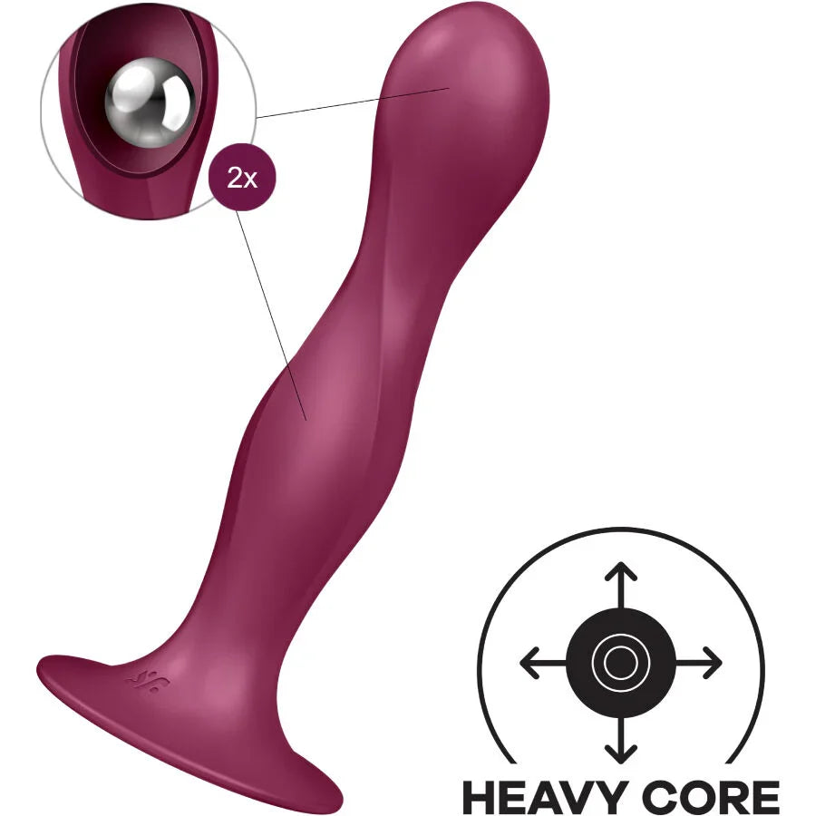 SATISFYER - DILDO DE SILICONE DUPLA BALL-R GARNET - Infernum Store