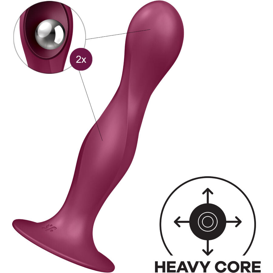 SATISFYER - DILDO DE SILICONE DUPLA BALL-R GARNET - Infernum Store