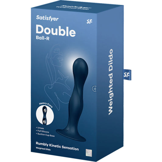 SATISFYER - DILDO DOUBLE BALL-R SILICONE AZUL - Infernum Store