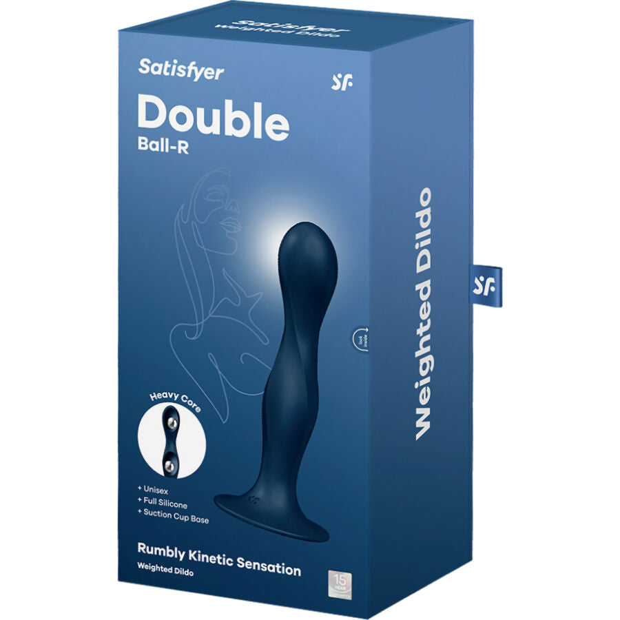 SATISFYER - DILDO DOUBLE BALL-R SILICONE AZUL - Infernum Store