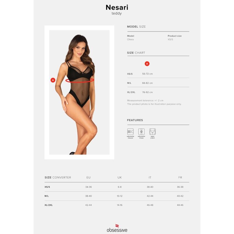 OBSESSIVE - NESARI TEDDY CROTCHLESS XL/XXL - Infernum Store