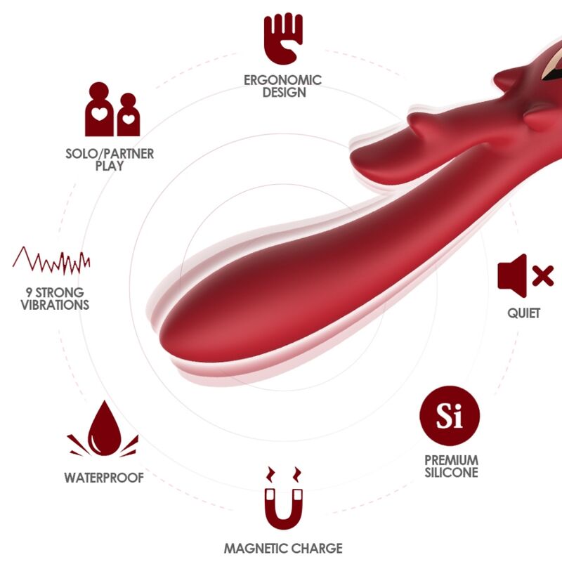 ARMONY - ELK VIBRATOR RABBIT CURVED RED - Infernum Store