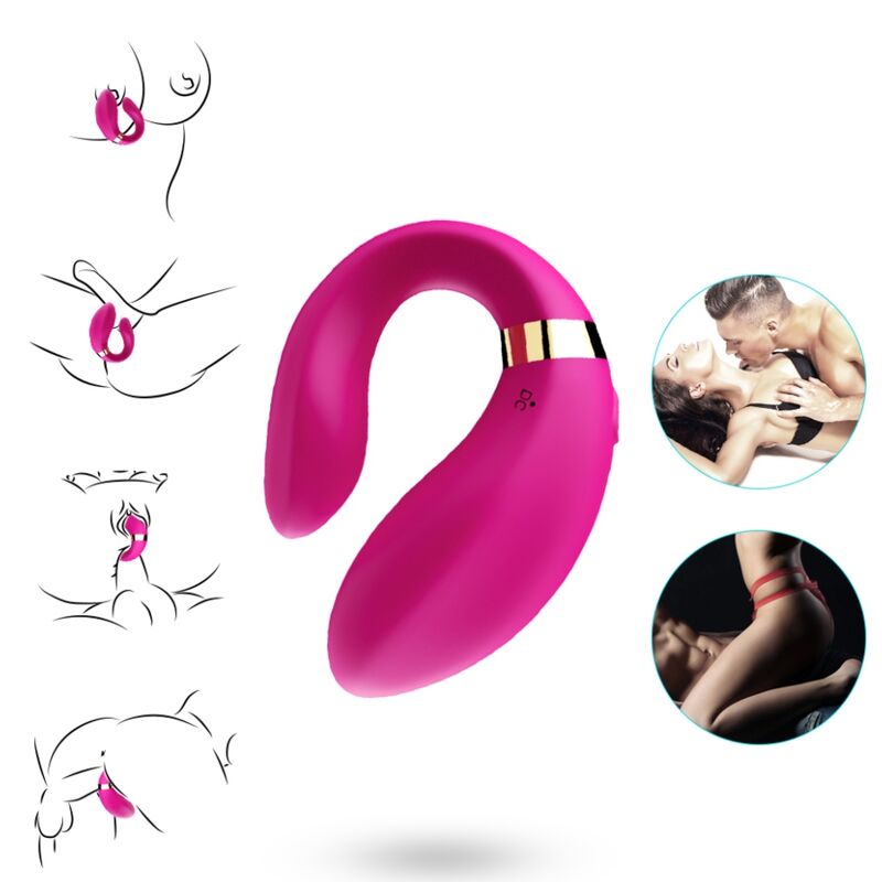 ARMONY - VIBRADOR CRESCENTE PARA CASAIS CONTROLE REMOTO FÚCSIA - Infernum Store