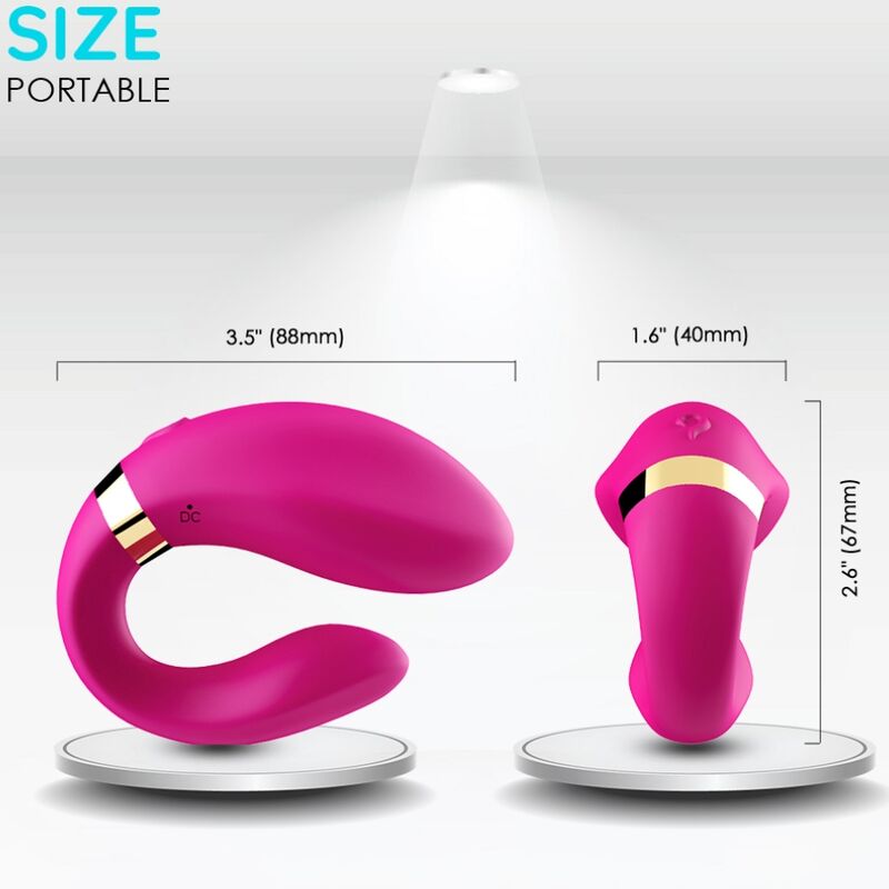 ARMONY - VIBRADOR CRESCENTE PARA CASAIS CONTROLE REMOTO FÚCSIA - Infernum Store