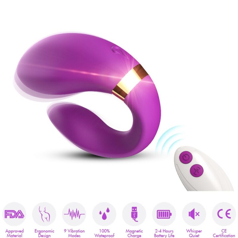 ARMONY - VIBRADOR CRESCENTE PARA CASAIS COM CONTROLE REMOTO ROXO - Infernum Store