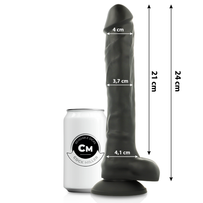 COCK MILLER - DENSIDADE DE SILICONE COCKSIL ARTICULVEL PRETO 24 CM - Infernum Store