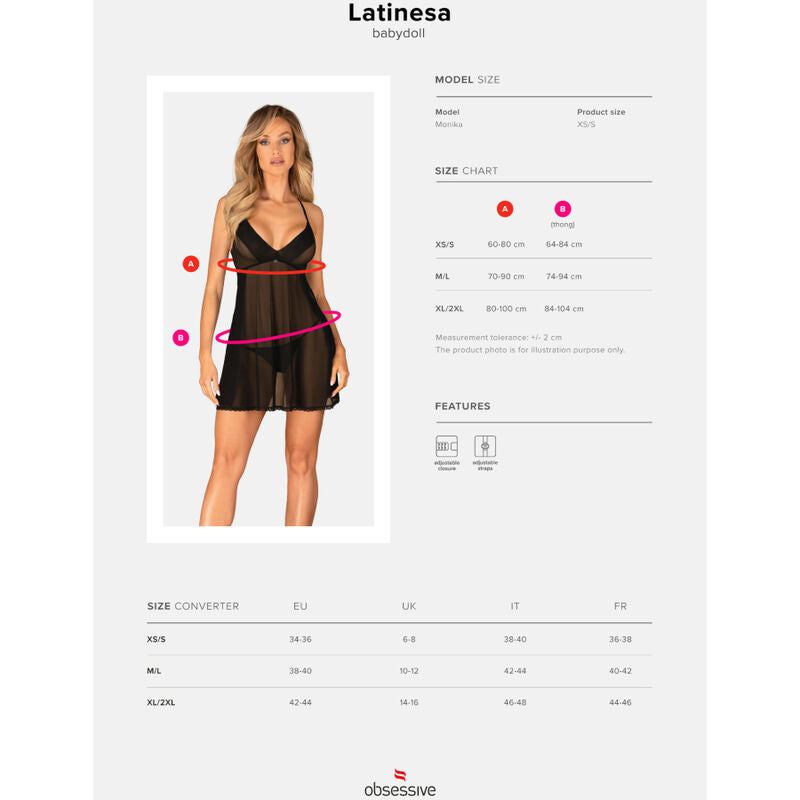 OBSESSIVE - LATINESA BABYDOLL & TANGA XL/XXL - Infernum Store