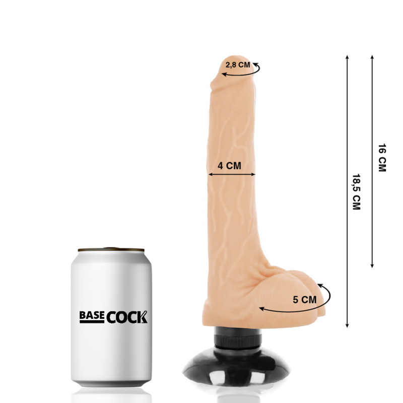 BASECOCK - REALISTIC VIBRATOR 2-1 FLESH 18.5 CM -O- 4 CM - Infernum Store