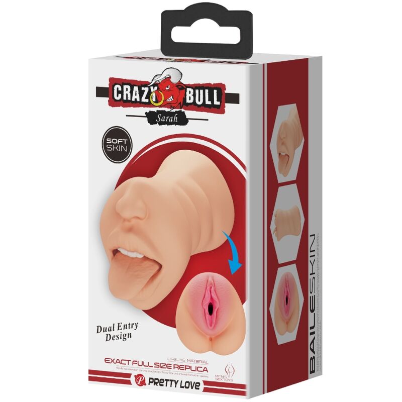 CRAZY BULL - SARAH MASTUBADOR EM FORMA DE VAGINA DUPLA ENTRADA - Infernum Store