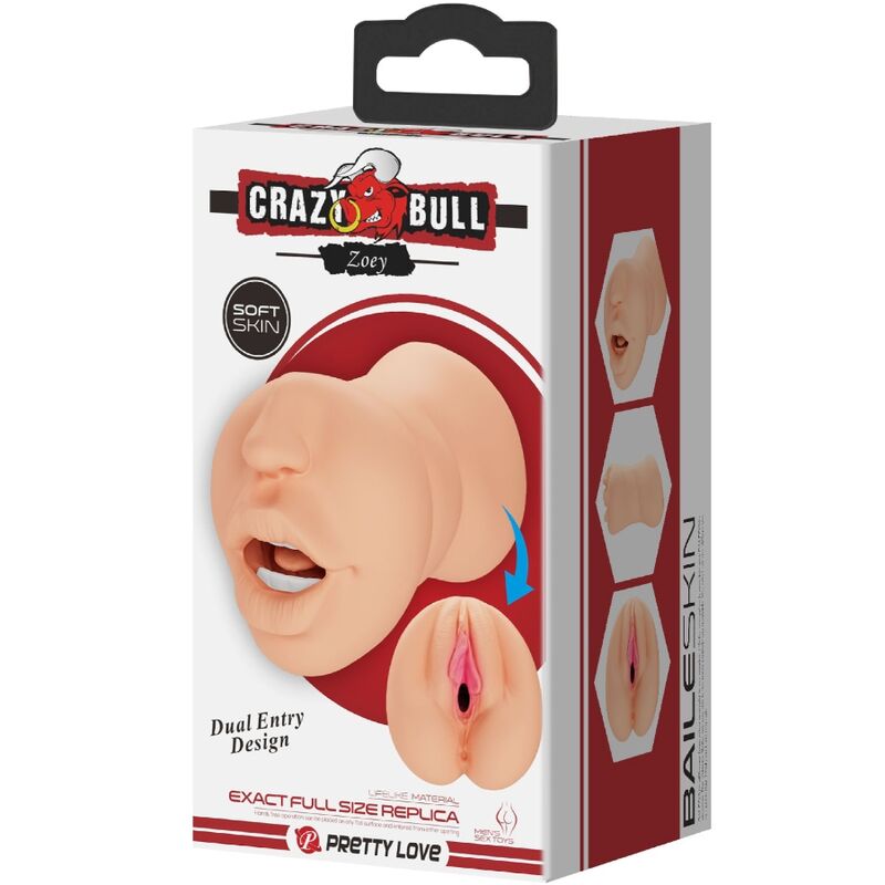 CRAZY BULL - ZOEY MASTUBADOR EM FORMA DE VAGINA DUPLA ENTRADA - Infernum Store