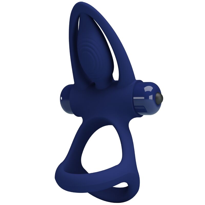 PRETTY LOVE - MAT DOUBLE RING WITH VIBRATION & STIMULATOR BLUE - Infernum Store