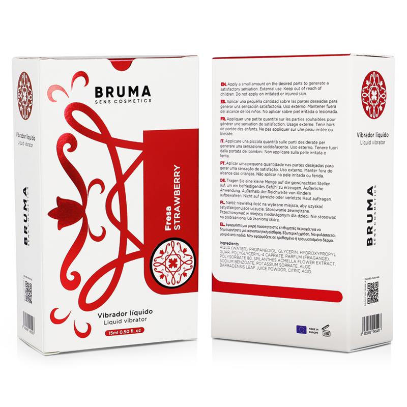 BRUMA - VIBRADOR LÍQUIDO ULTRA DESLIZANTE MORANGO 15 ML - Infernum Store