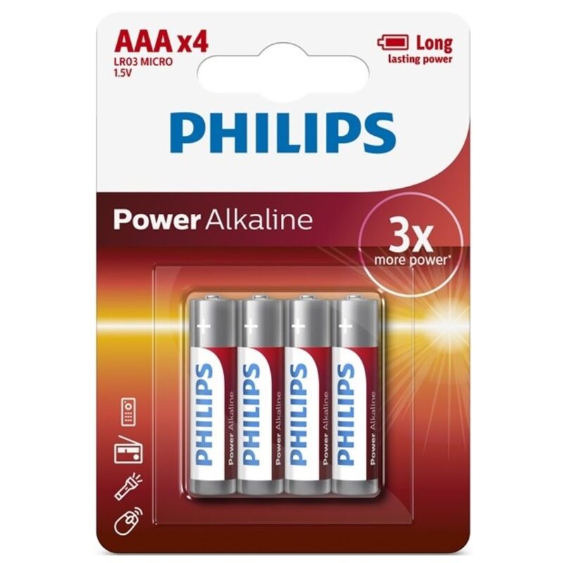 PHILIPS - BATERIA POWER ALCALINA AAA LR03 4 PACK - Infernum Store