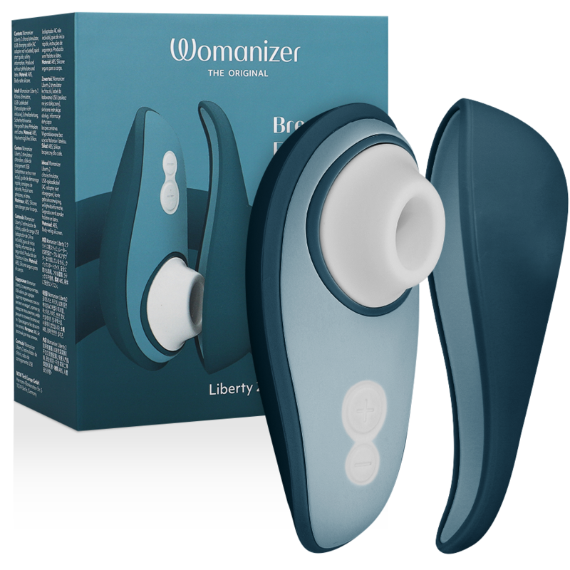 WOMANIZER - LIBERTY 2 ESTIMULADOR DE CLITORIS & SUCKER AZUL - Infernum Store