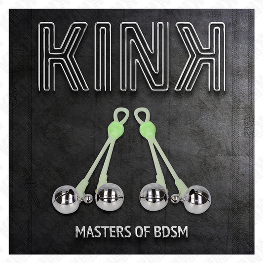 KINK - PINÇAS DE CRÂNIO LUMINOSAS COM ANEL SINOS AJUSTÁVEIS VERDE / PRATA