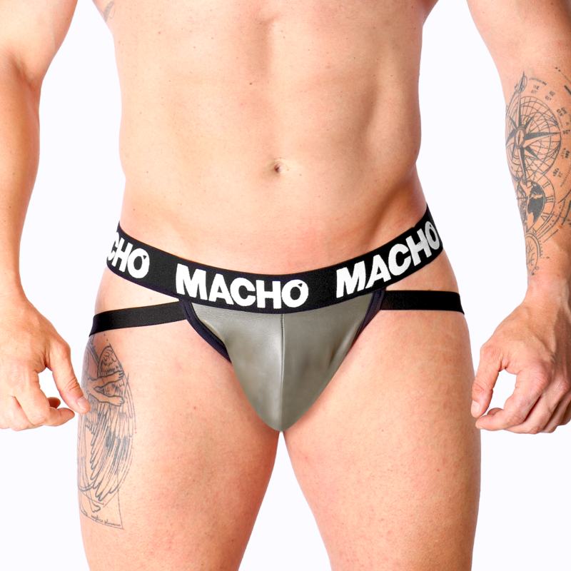MACHO - MX27GR JOCK LEATHER GRAY BEIGE M - Infernum Store