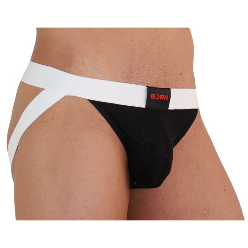 BURN - 004 JOCK SHINY BLACK / WHITE M - Infernum Store