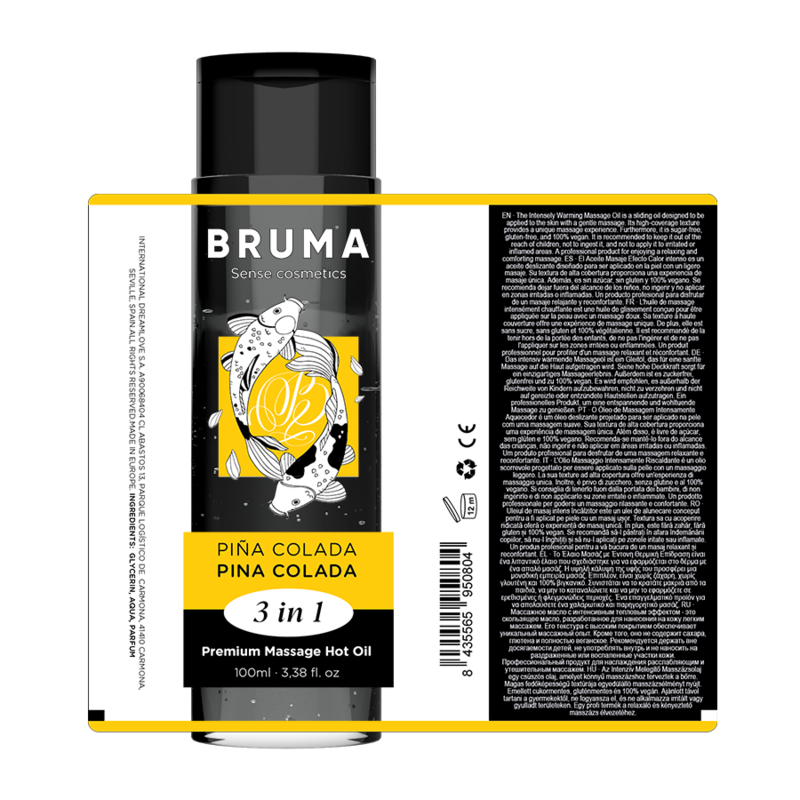 BRUMA - ÓLEO DE MASSAGEM PREMIUM EFEITO CALOR SABOR PINA COLADA 3 EM 1 - 100 ML - Infernum Store