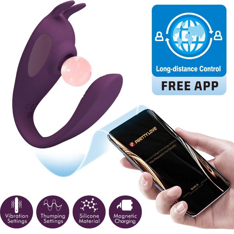 PRETTY LOVE - ESTIMULADOR E VIBRADOR SHEY APLICATIVO GRATUITO LONGA DISTÂNCIA ROXO - Infernum Store