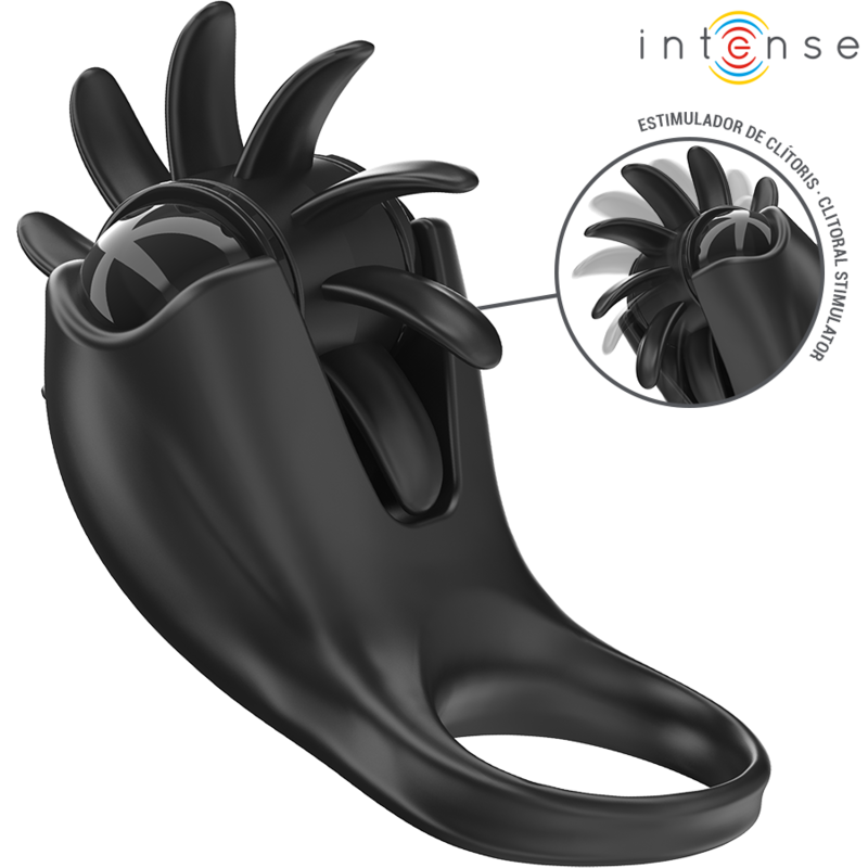 INTENSE - MABEL VIBRATING RING 10 VIBRATIONS WITH CLITORIS STIMULATOR BLACK - Infernum Store