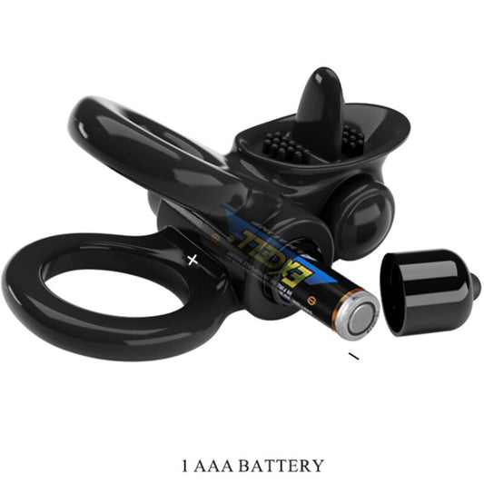 PRETTY LOVE - ANEL APAIXONADO ANEL VIBRATÓRIO DUPLO + ESTIMULADOR DE CLITÓRIS PRETO