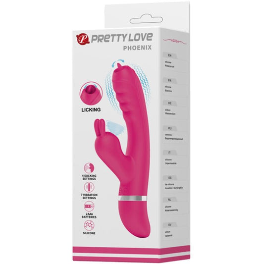PRETTY LOVE - VIBRADOR COELHO MULTIFUNCIONAL PHOENIX ROSA