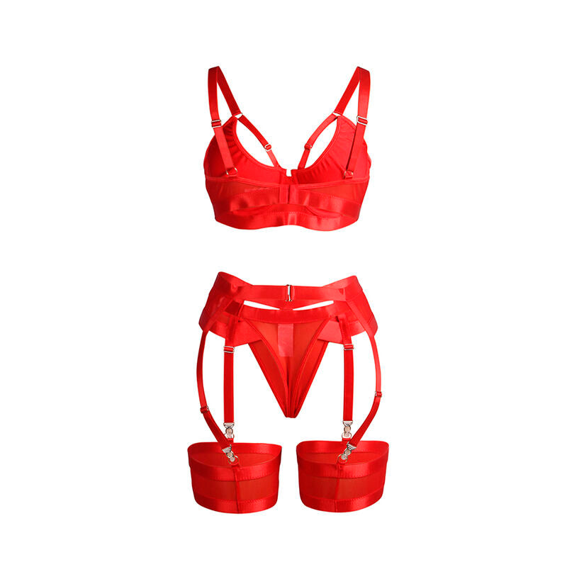 SUBBLIME - 955267 SUTIÃ BONDAGE VERMELHO COM CONJUNTO DE LIGA L/XL