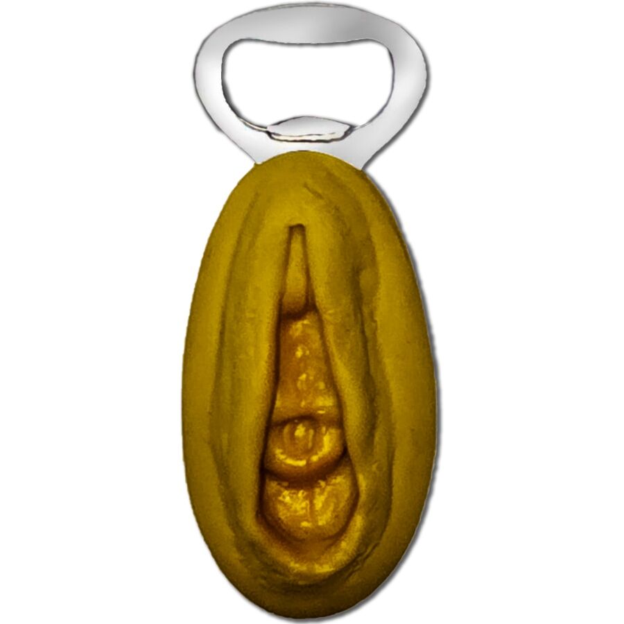 DIABLO PICANTE - ABRIDOR DE PRATA COM FORMATO DE VAGINA DOURADA