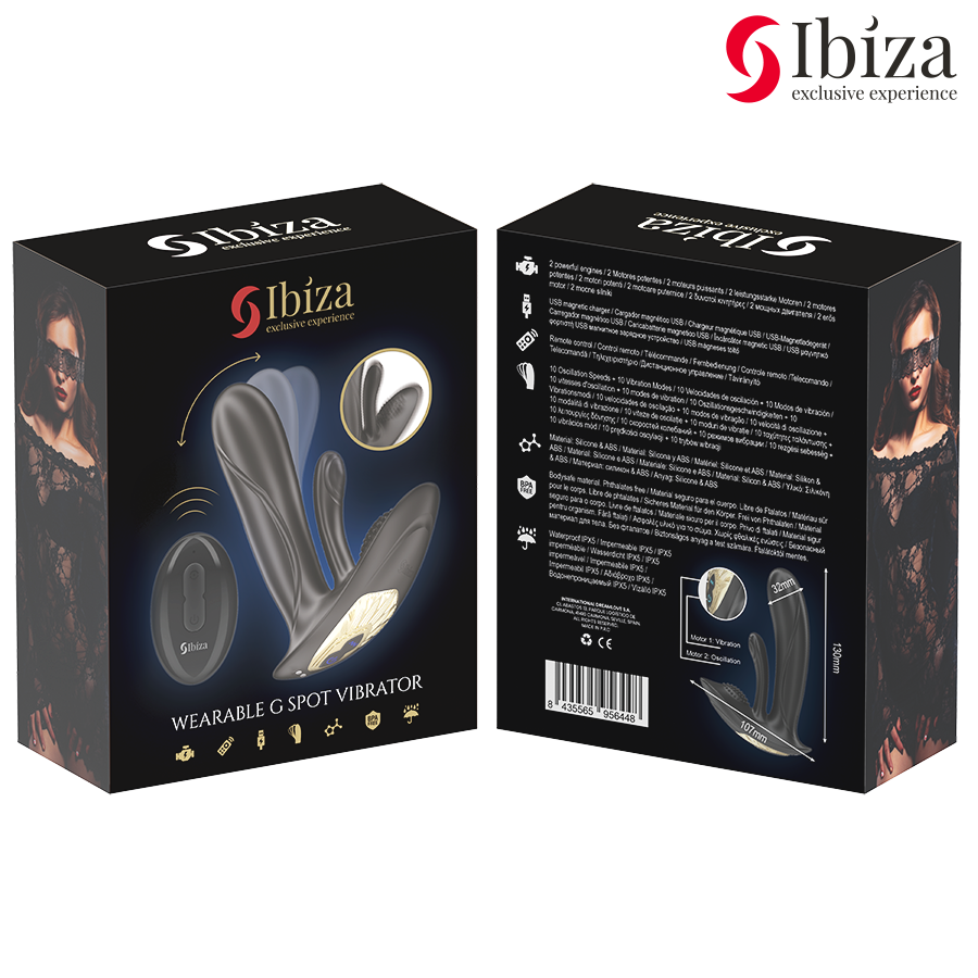 IBIZA - VIBRADOR VESTÍVEL COM ESTIMULAÇÃO DO PONTO G E CLITÓRIS COM CONTROLE REMOTO