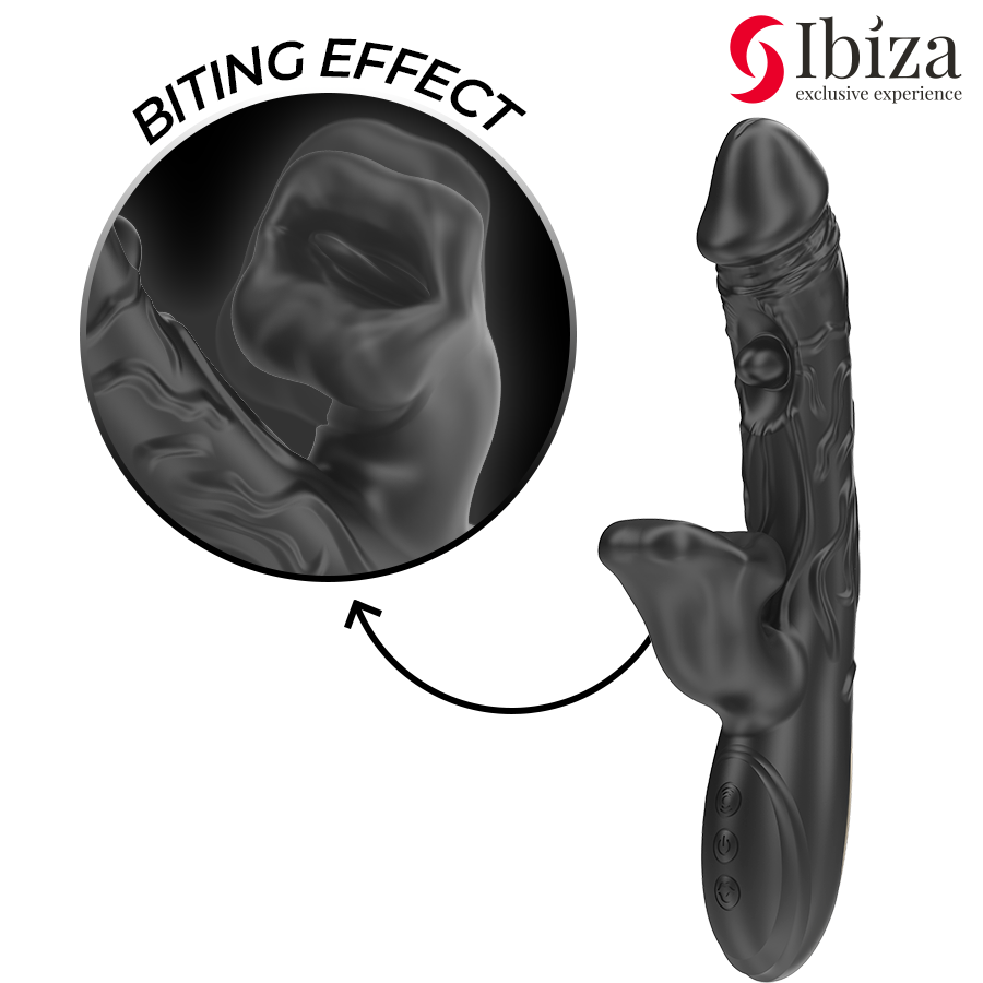 IBIZA - VIBRADOR E ESTIMULADOR DE CLITÓRIS COM EFEITO DE MORDIDA E ROTAÇÃO