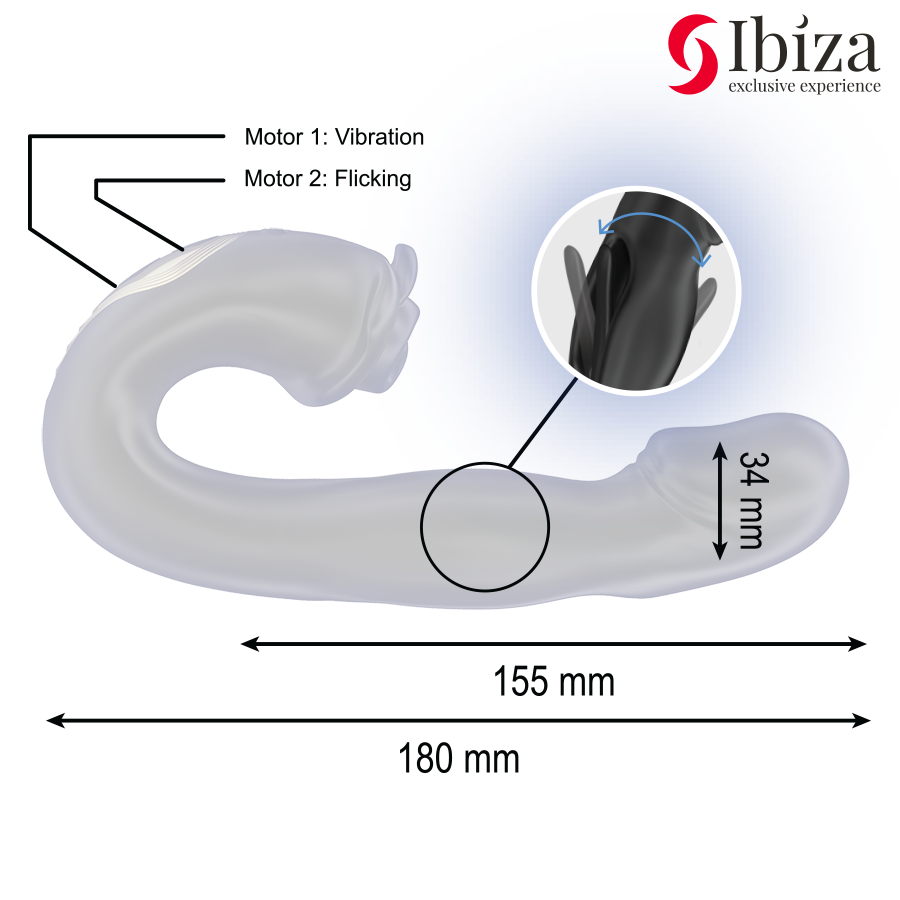 IBIZA - VIBRADOR ROSA COM EFEITO DE FLICKING E ESTIMULADOR DE CLITÓRIS