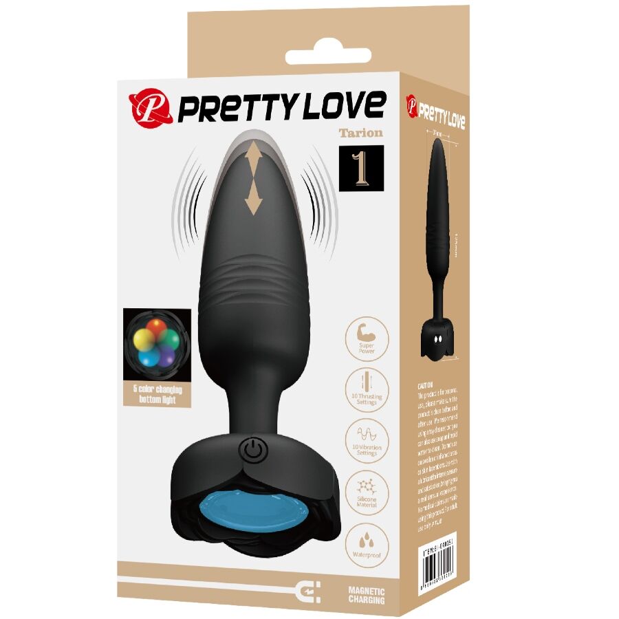 PRETTY LOVE - TARION ANAL PLUG COM LUZ LED PRETO 12,5 CM