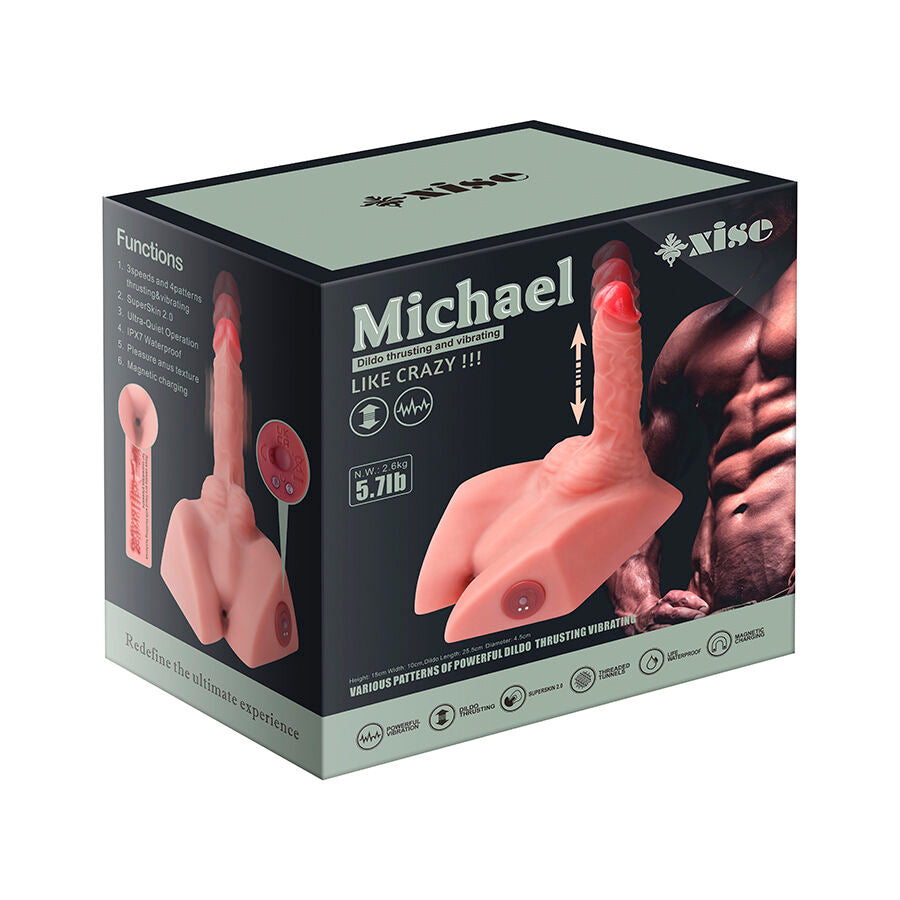 XISE - MICHAEL DILDO REALISTA E MASTURBADOR ANAL COM FUNÇÃO DE IMPULSO 15 CM