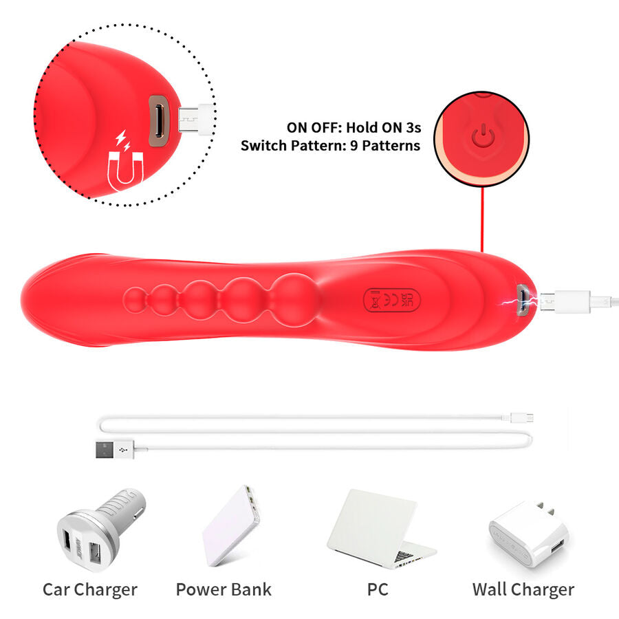ARMONY - ESTIMULADOR DE PONTO G E CLITÓRIS VIBRADOR VERMELHO