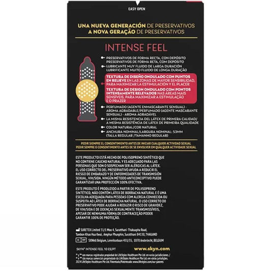 SKYN - PRESERVATIVO TEXTURIZADO DE SENSAÇÃO INTENSA COM DESIGN ONDULADO 10 UNIDADES