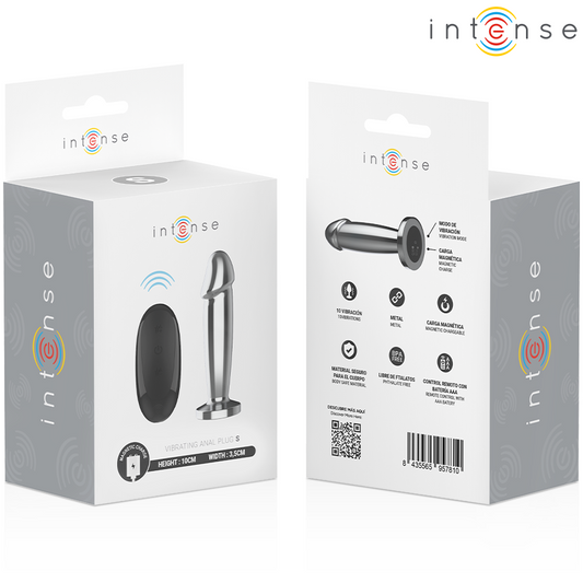 INTENSE - PLUG ANAL 10 VIBRAÇÕES DILDO DE METAL COM CONTROLE REMOTO S