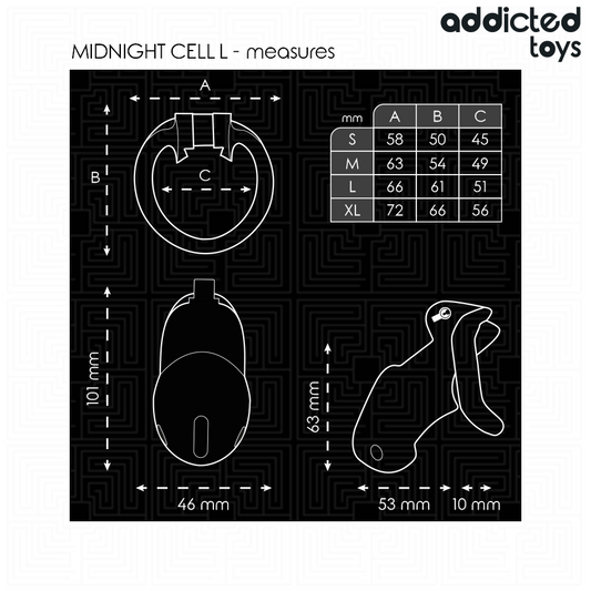 ADDICTED TOYS LOCKED - GAIOLA DE PÊNIS CELL MINDNIGHT TAMANHO L