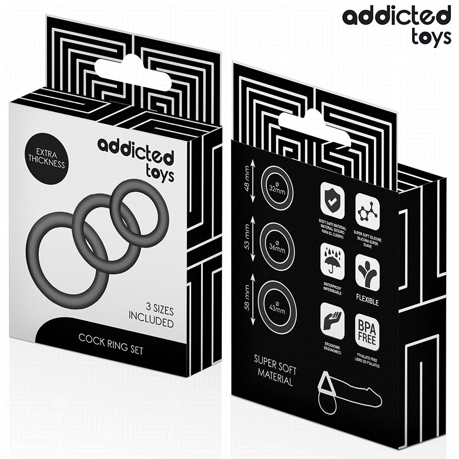 ADDICTED TOYS - CONJUNTO DE ANÉIS DE SILICONE MODELO 1