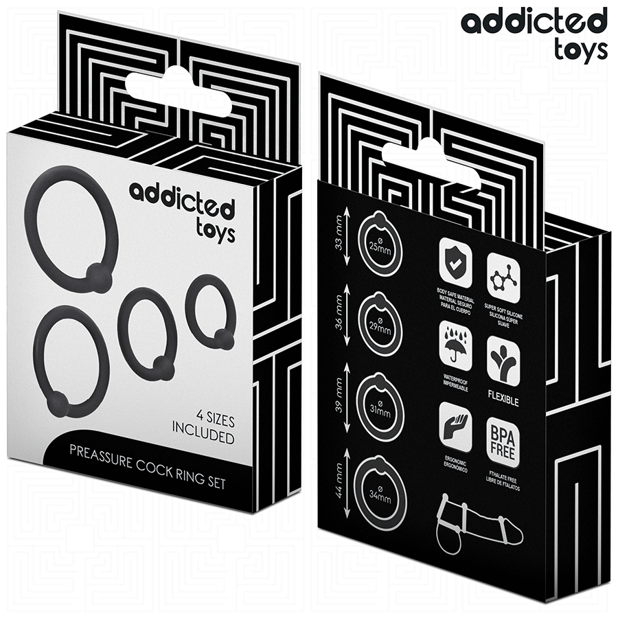 ADDICTED TOYS - CONJUNTO DE ANÉIS DE SILICONE DE PRESSÃO
