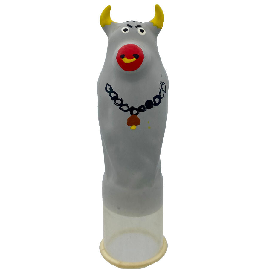 CONDOMERIE - PRESERVATIVOS NOVIDADES PINTADOS À MÃO MODELO BULL CINZA XL