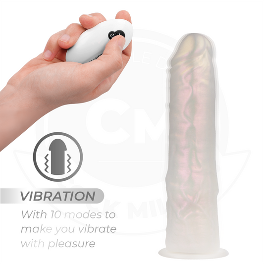 COCK MILLER - DILDO COM VENTOSA, LUZES E VIBRAÇÃO COM CONTROLE REMOTO BRANCO 19,5 CM