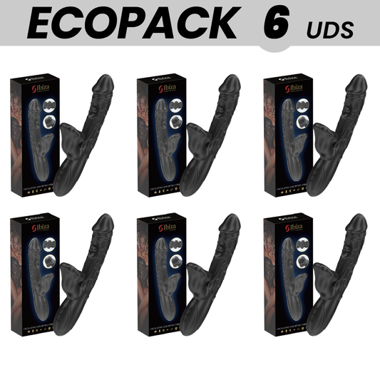 ECOPACKS 6 UNIDADES - VIBRADOR IBIZA E ESTIMULADOR DE CLITÓRIS COM EFEITO DE MORDIDA E ROTAÇÃO