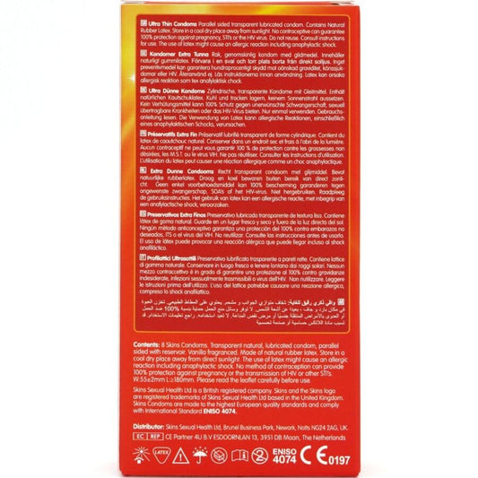 SKINS - PRESERVATIVOS ULTRA FINOS PREMIUM PACOTE COM 8