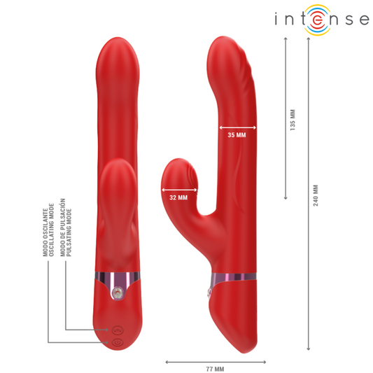 INTENSE - LELE VIBRADOR MULTIFUNCIONAL ROTATIVO & OSCILAÇÃO & ESTIMULAÇÃO VERMELHO
