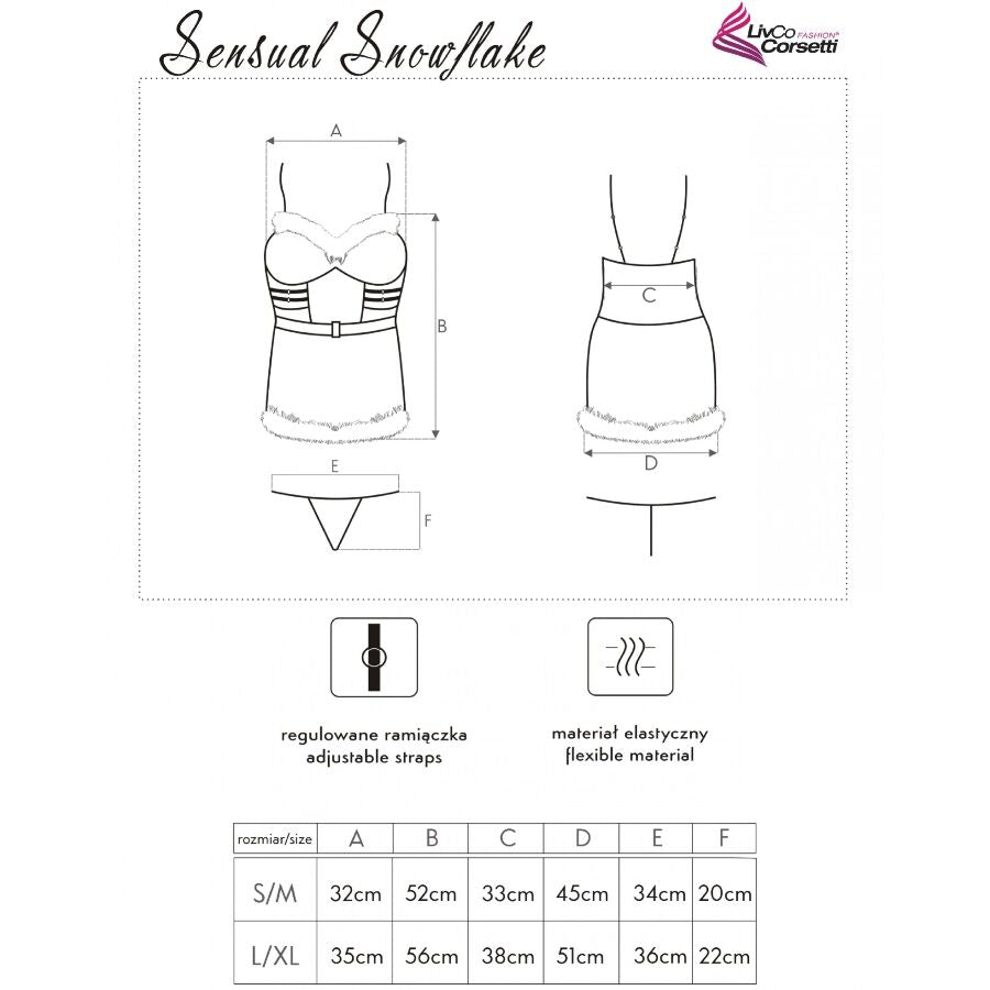 LIVCO CORSETTI FASHION - SENSUAL SNOWFLAKE LC 90603 CAMISOLA DE NATAL + CALCINHA FIO DENTAL + FAIXA DE CABELO L/XL