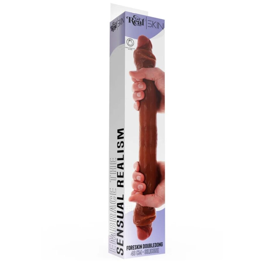 GET REAL - DILDO DE SILICONE DE DUAS PONTAS CARAMELO 46 CM