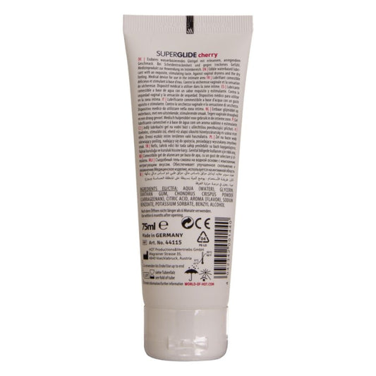 HOT - SUPERGLIDE LUBRIFICANTE COMESTÍVEL À BASE DE ÁGUA, SABOR CEREJA 75 ML - Infernum Store