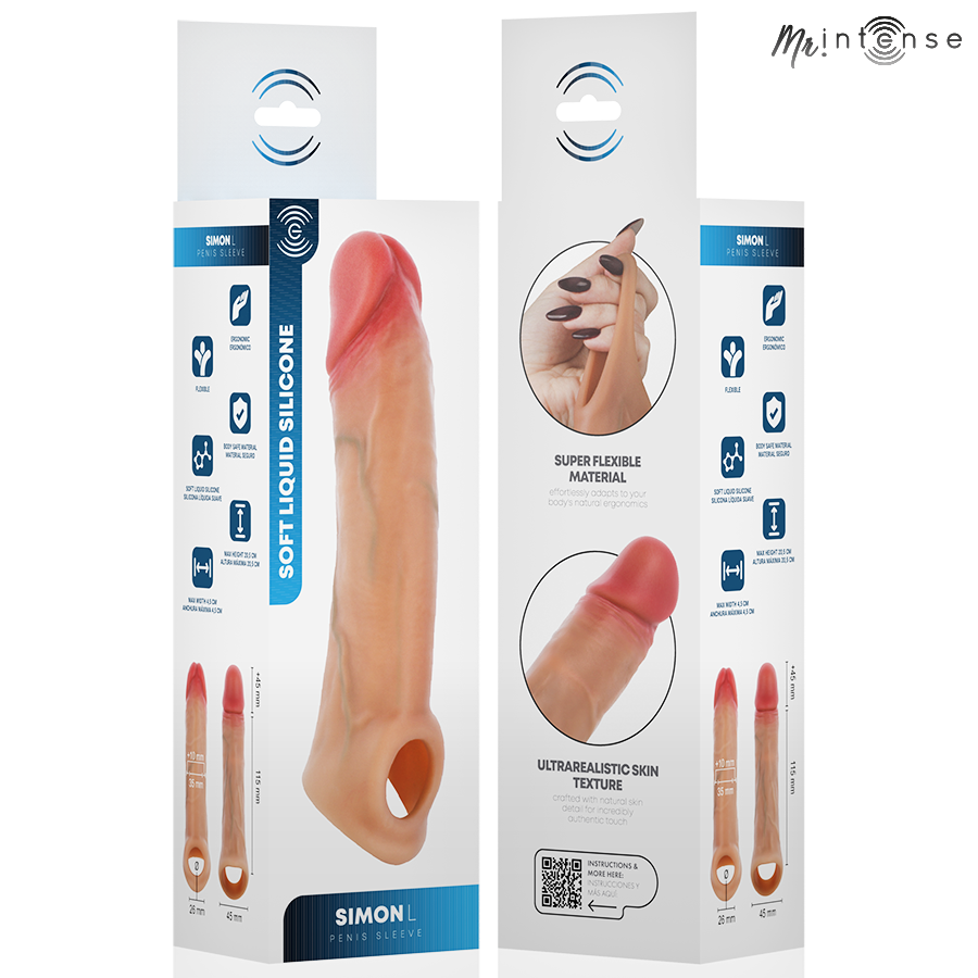 MR INTENSE - CAPA DE SILICONE PARA PÊNIS SIMON L 16 CM -Ø- 4,5 CM - Infernum Store